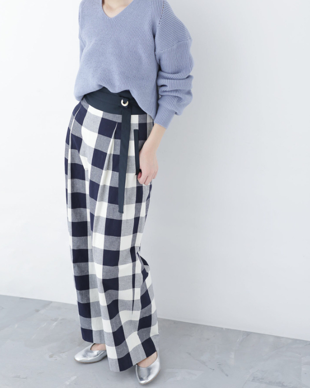 ギンガムチェックワイドパンツ