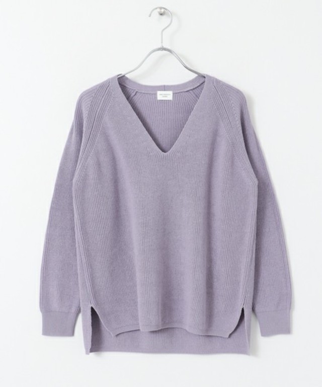 コットン畦Vネックプルオーバー