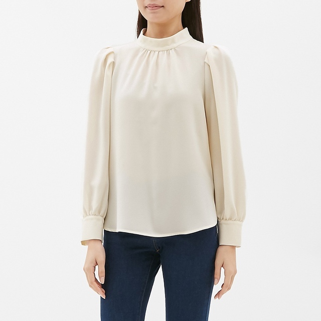 スタンドカラーブラウス(長袖)