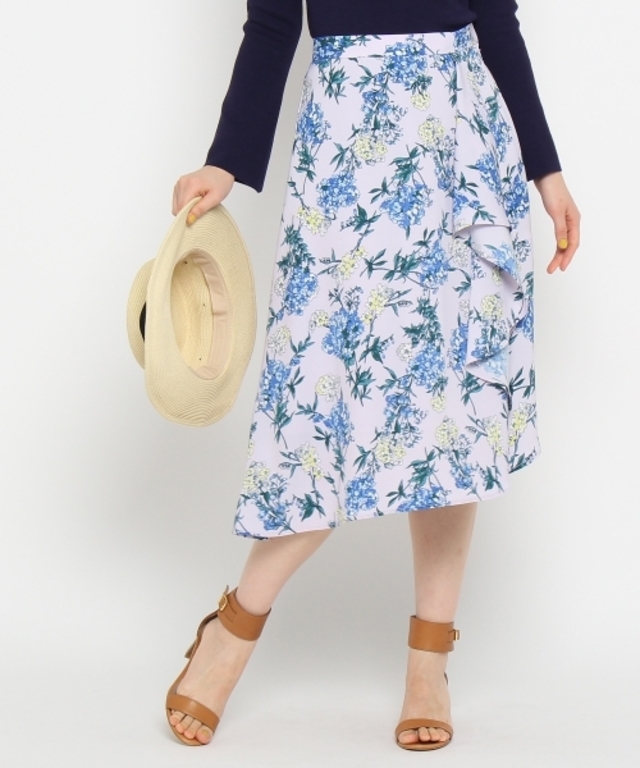 ラッフルフラワープリントスカート