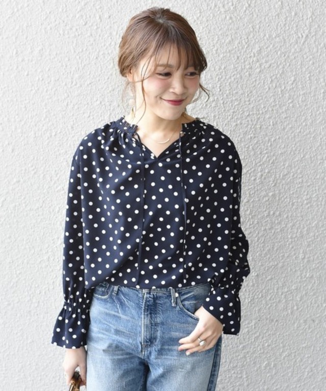 ドットフリル2WAYブラウス◆