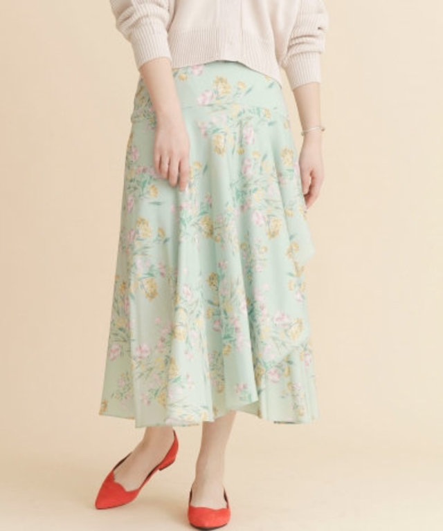 オリジナル花柄ミディスカート