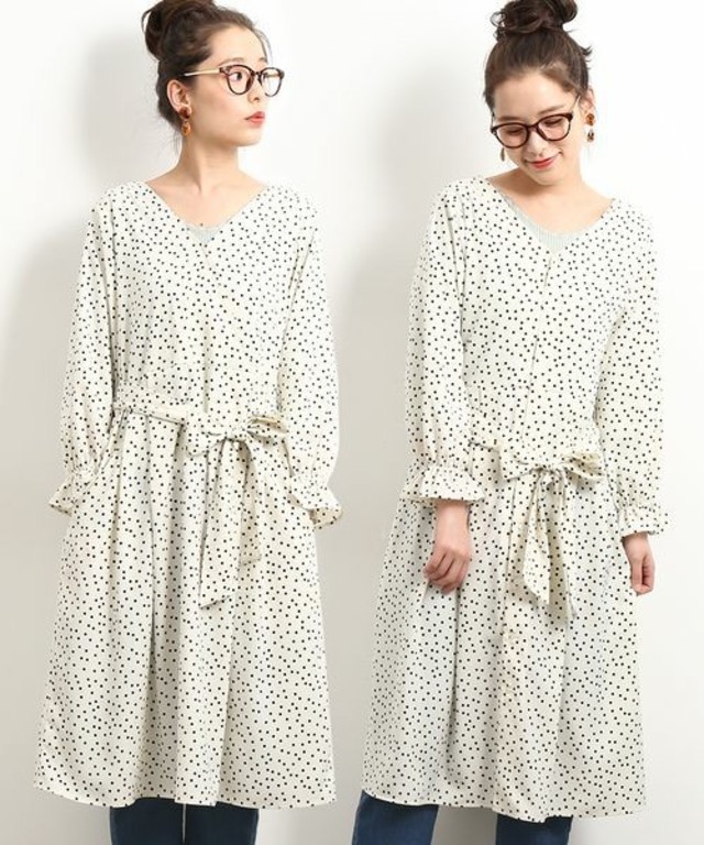 ドットカシュクールワンピース