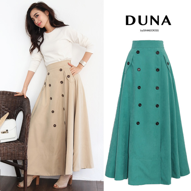 トレンチ風マキシ丈スカート