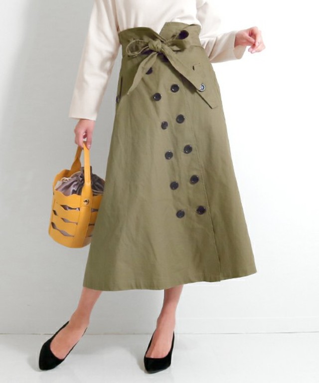 ウエストリボンフレアトレンチスカート