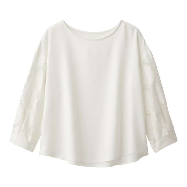 ジャカードスリーブブラウス