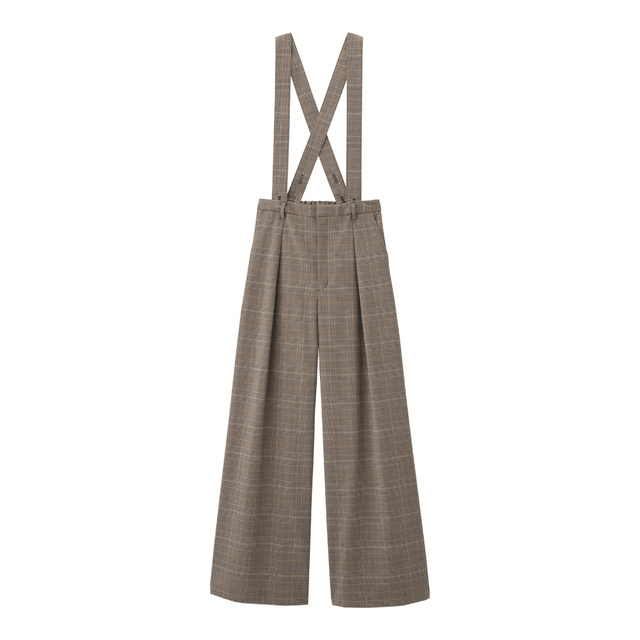 サスペンダー付きワイドパンツ