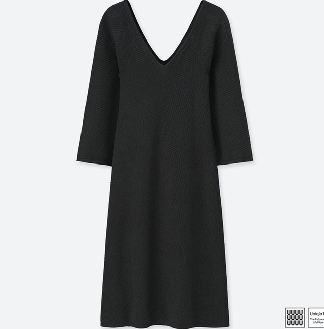 コットンカシミヤVネックワンピース(長袖)+E