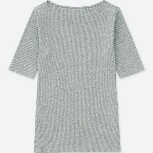 リブボートネックT（5分袖）