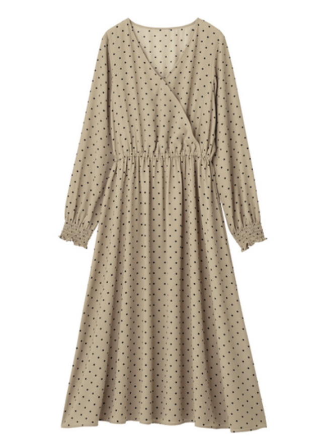 ドットカシュクールワンピース(長袖)FM