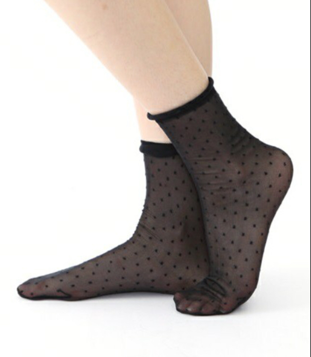 チュール ピンドット柄クルー