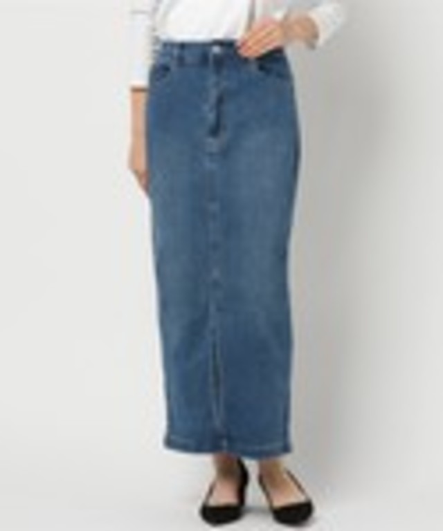 スラブデニムロングタイトスカート