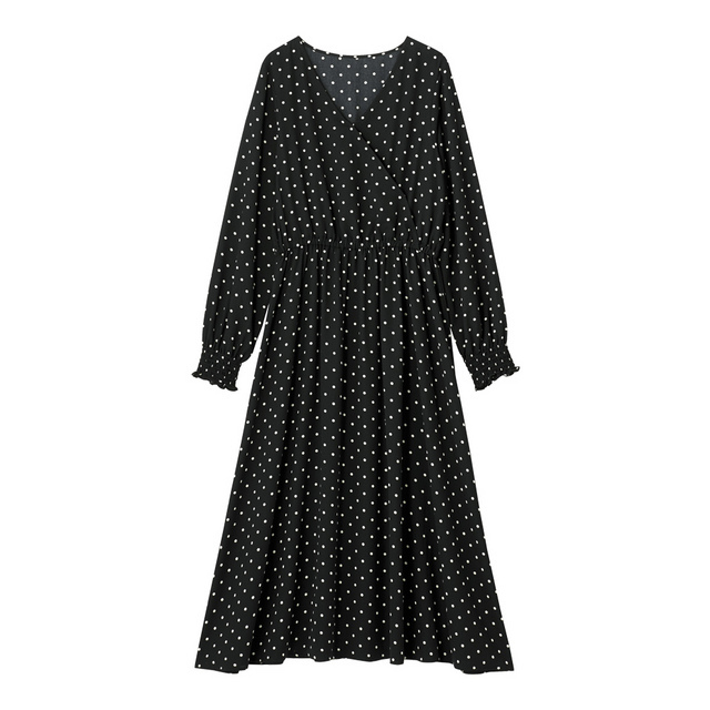 ドットカシュクールワンピース(長袖)