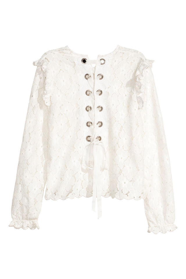 レースアップブラウス