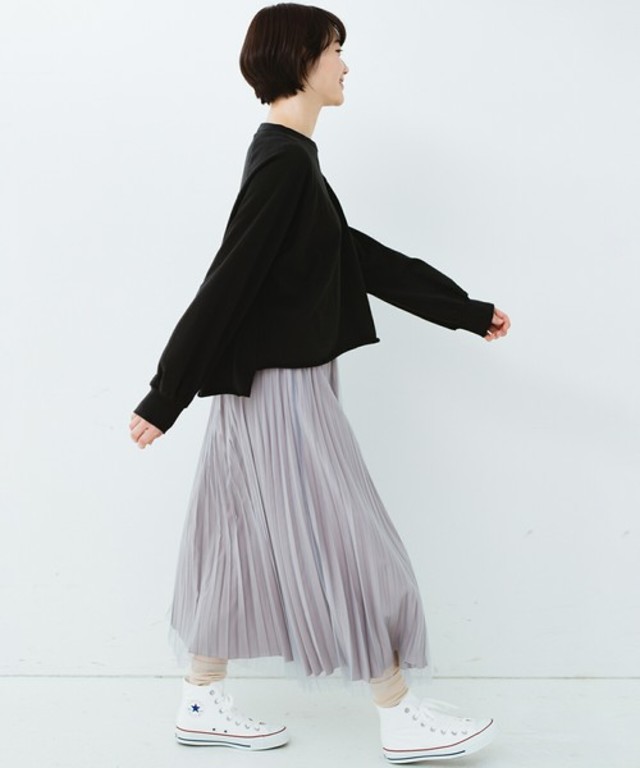 二枚仕立てのチュールプリーツスカート