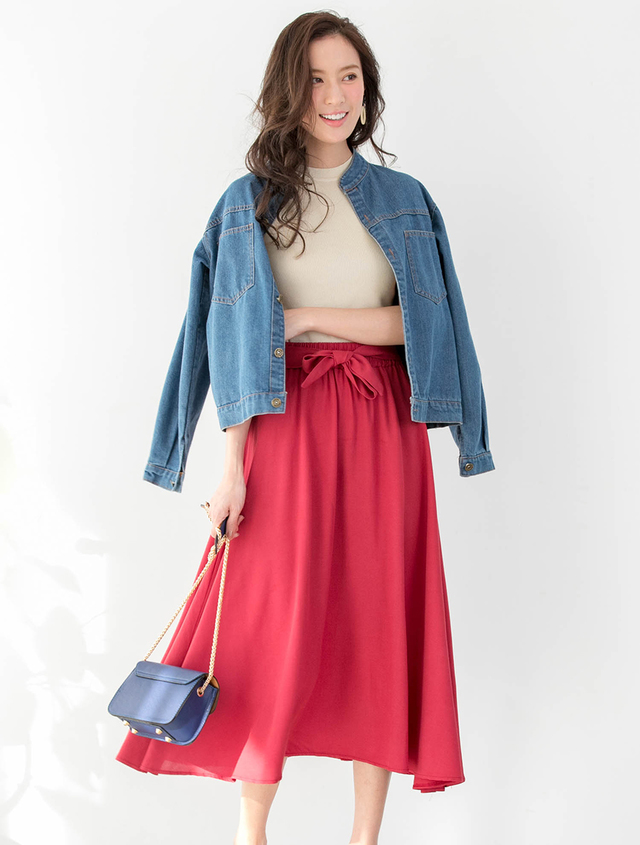 ウエストリボンロングスカート