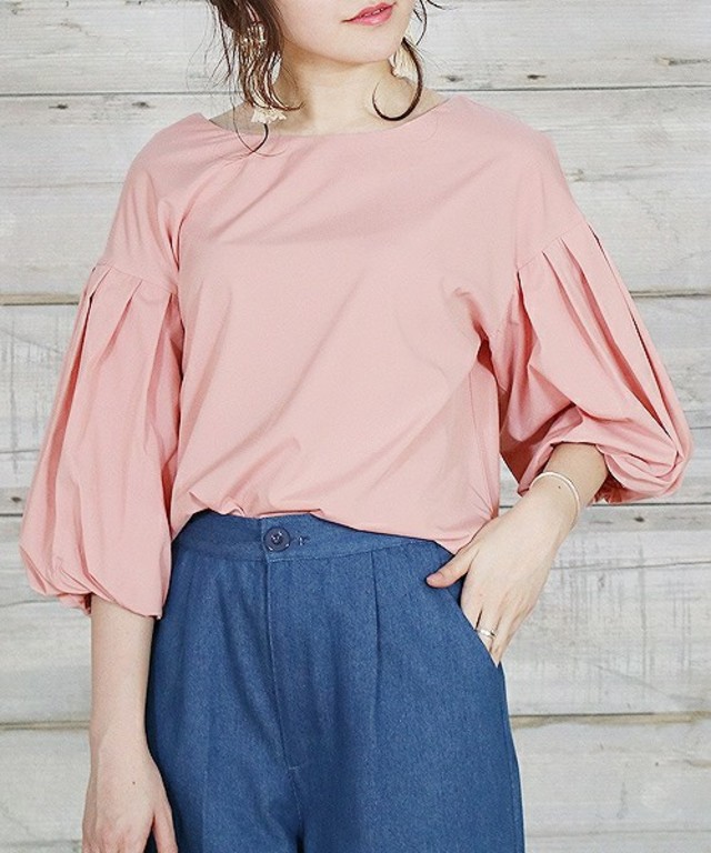 バルーン袖バックリボンブラウス