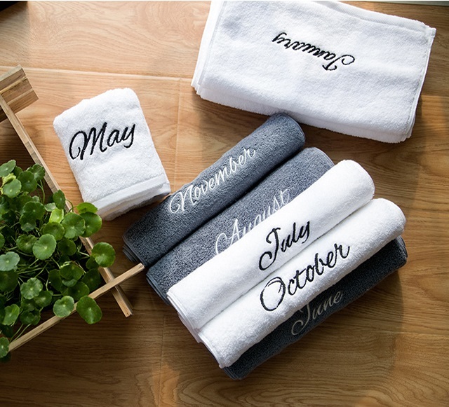 マンス 刺繍 フェイスタオル