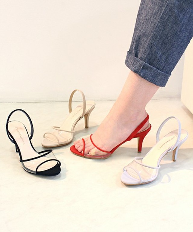 クリアストラップヌーディーサンダル