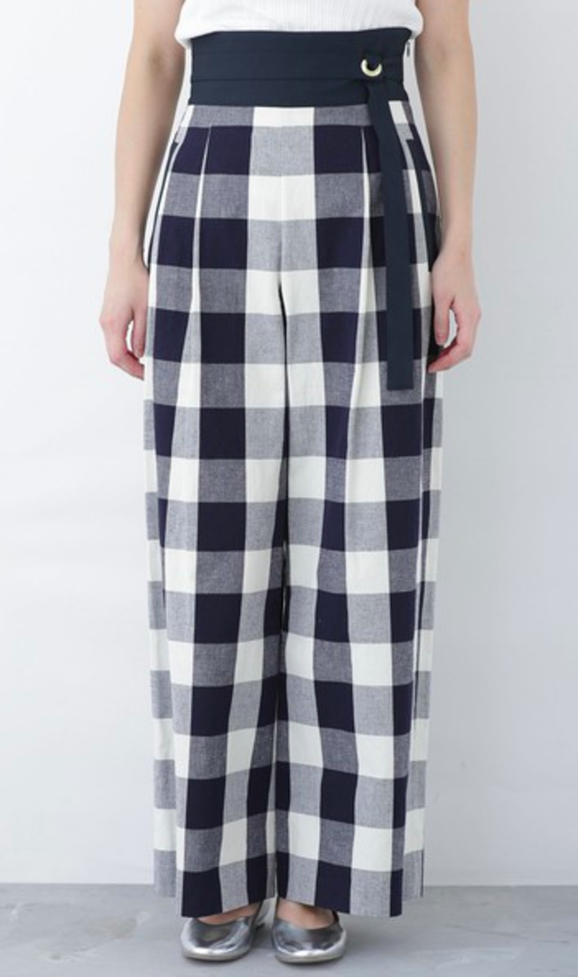 ギンガムチェックワイドパンツ