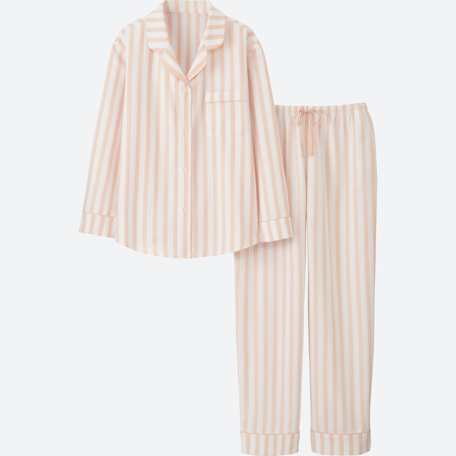 コットンパイピングパジャマ（ボーダー・長袖）