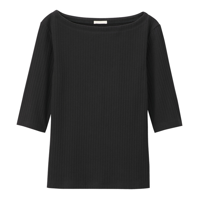 リブボートネックT(5分袖)