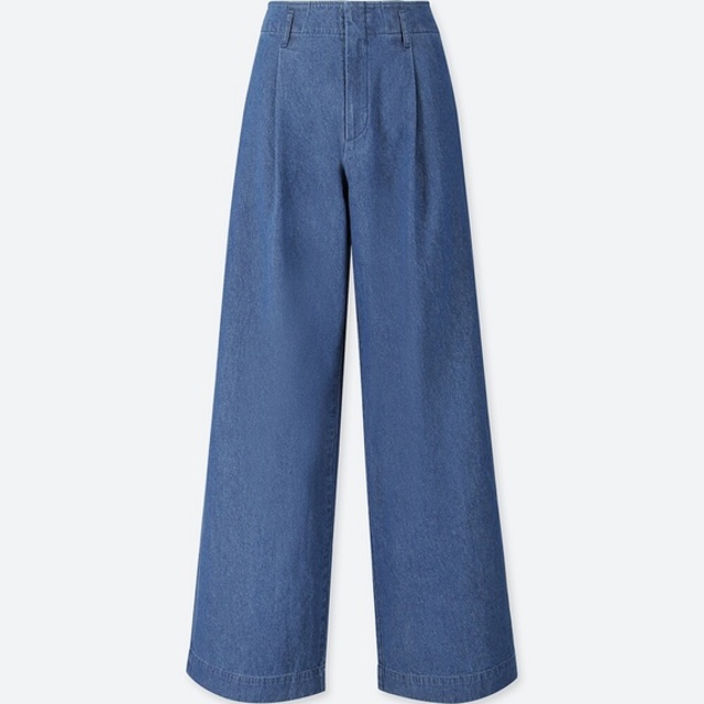 ハイウエストワイドパンツ（インディゴ・丈長め77cm）