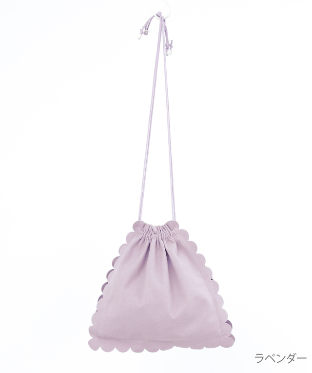 サイドスカラップ巾着バッグ