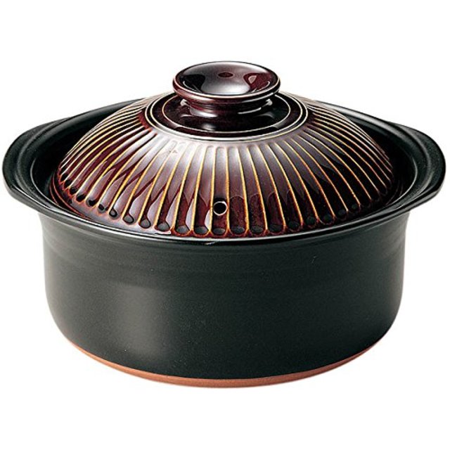 萬古焼　銀峯陶器　菊花　ごはん土鍋 (飴釉