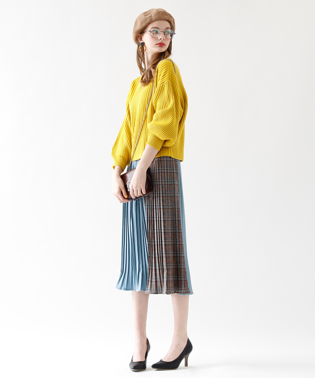 チェックミックスプリーツスカート