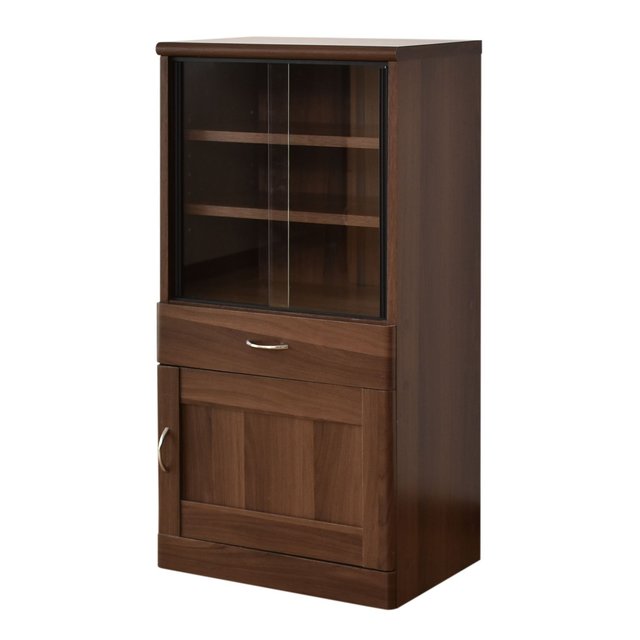 食器棚 ガラスキャビネット 【 ダークブラウン】