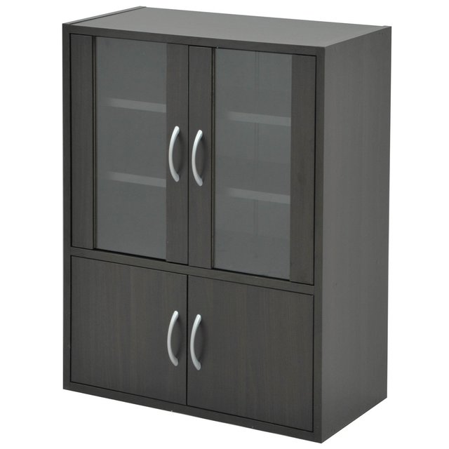 山善(YAMAZEN) 食器棚ガラスキャビネットダークブラウン CCB-8060(DBR)