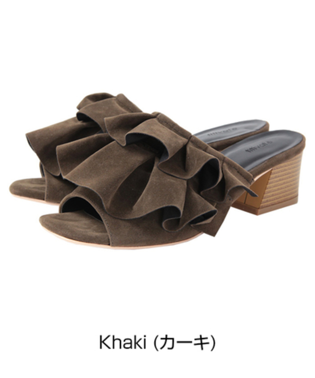 フリルスエードサンダル