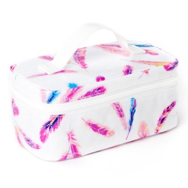 ランチバッグ(保冷剤&収納ネット付き)バニティタイプ　オーロラピンクフェザー