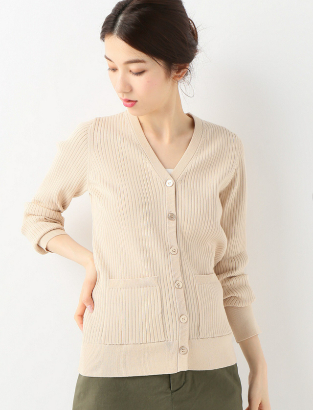 ハイブリットリブVネックカーディガン