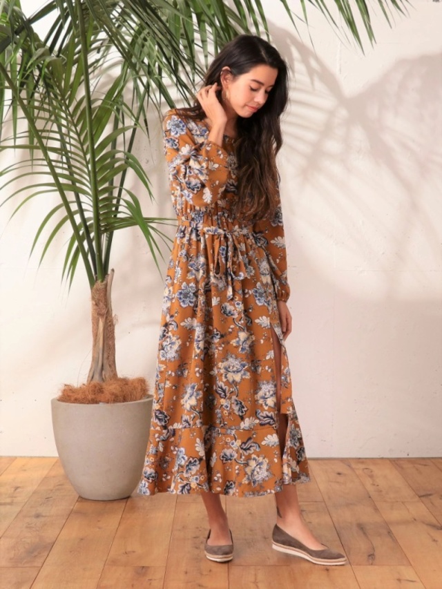 ヴィンテージフラワーマキシワンピース