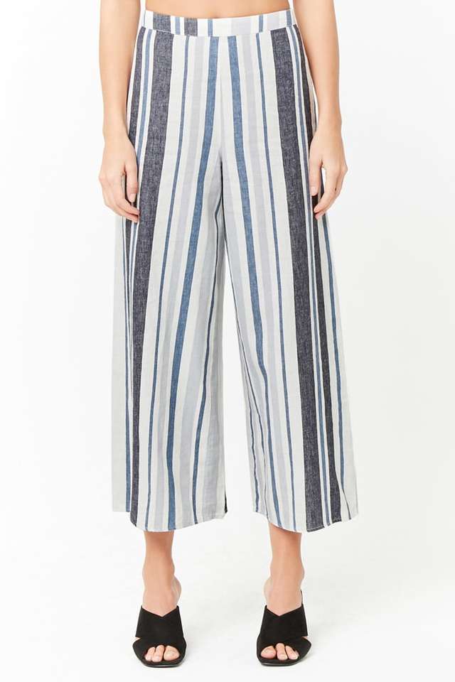 マルチストライプカプリワイドパンツ