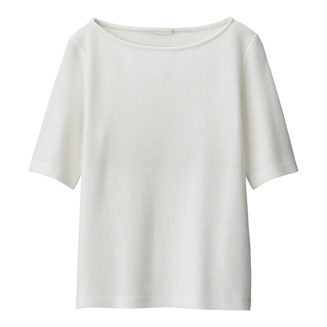 ワッフルボートネックT(半袖)B