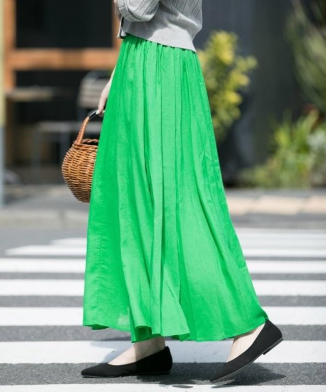 麻混マキシスカート