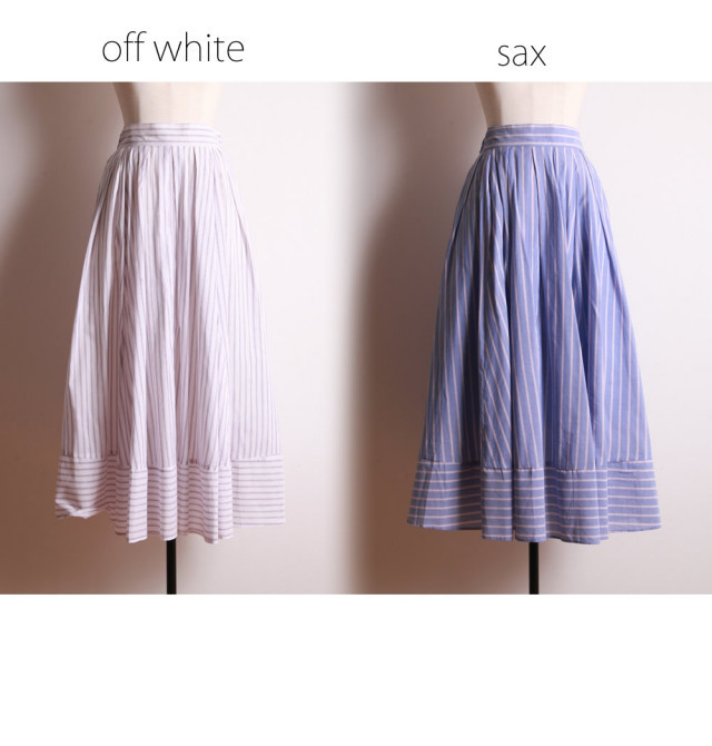 爽やかストライプ柄綿レーヨンスカート
