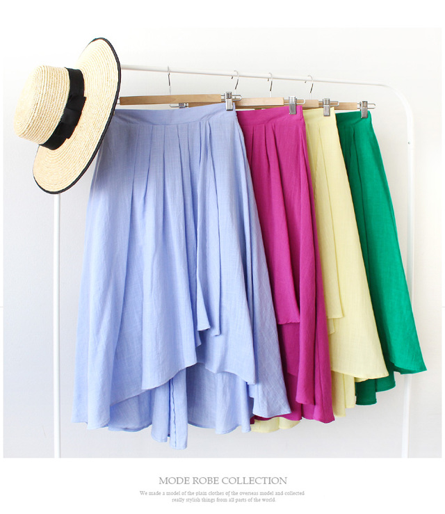 カラーリネンラップスカート