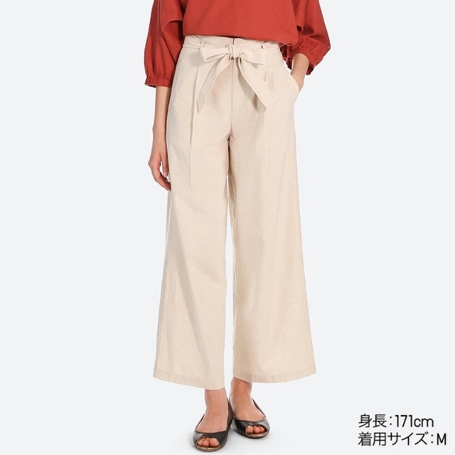 ベルテッドリネンコットンワイドパンツ