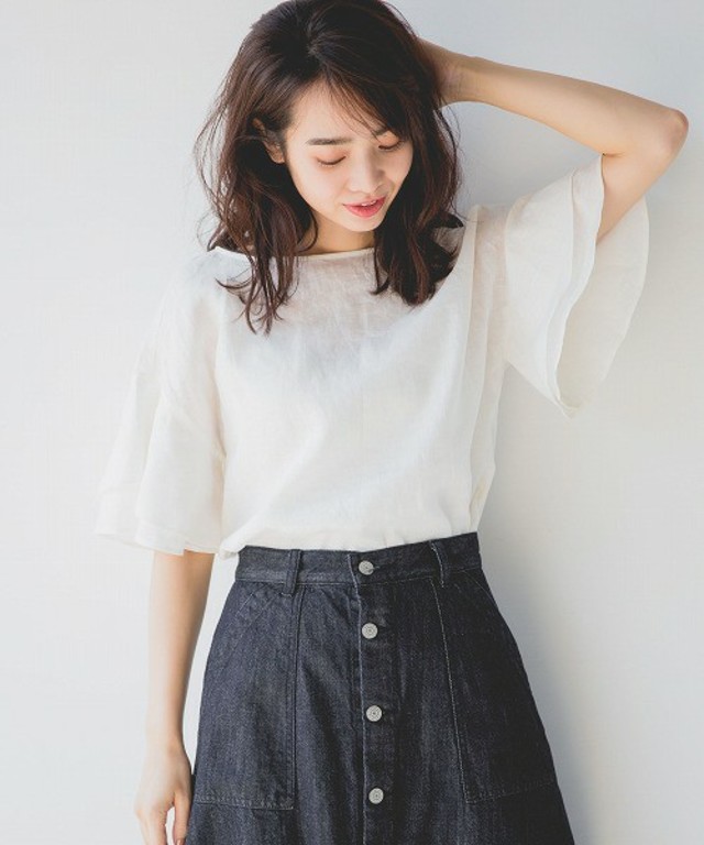 リネンフレアソデブラウスSS