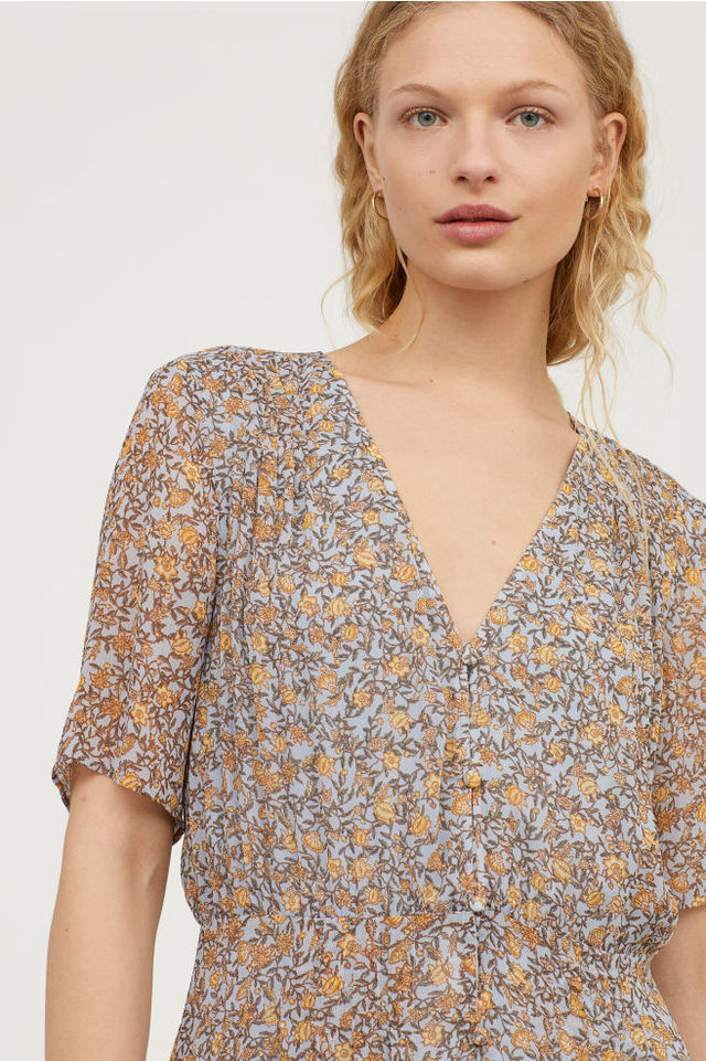 シフォンVネックワンピース