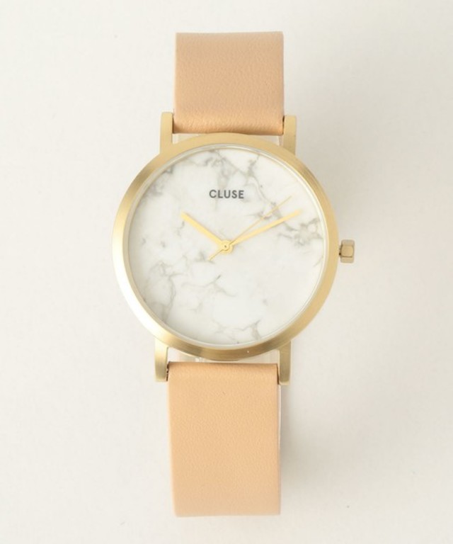 レザー33ｍｍフェイス マーブルウォッチ/ゴールドカラー
