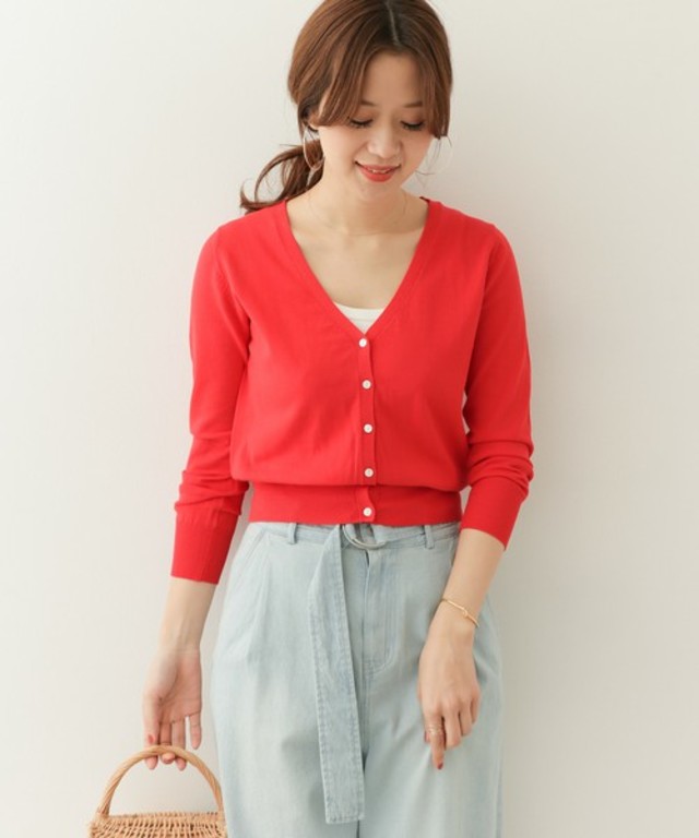 コットンⅤネックカーディガン