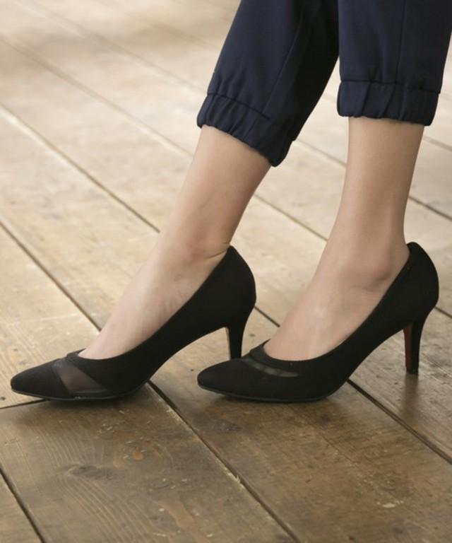 美脚チュールポインテッドトゥパンプス