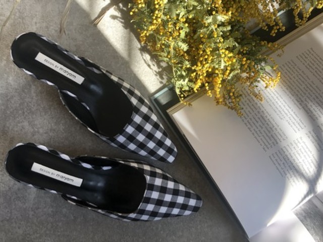 gingham check heel