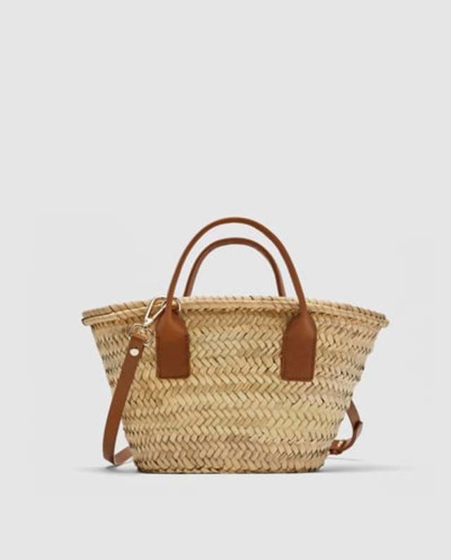 レザーハンドル付きミニトートバッグ