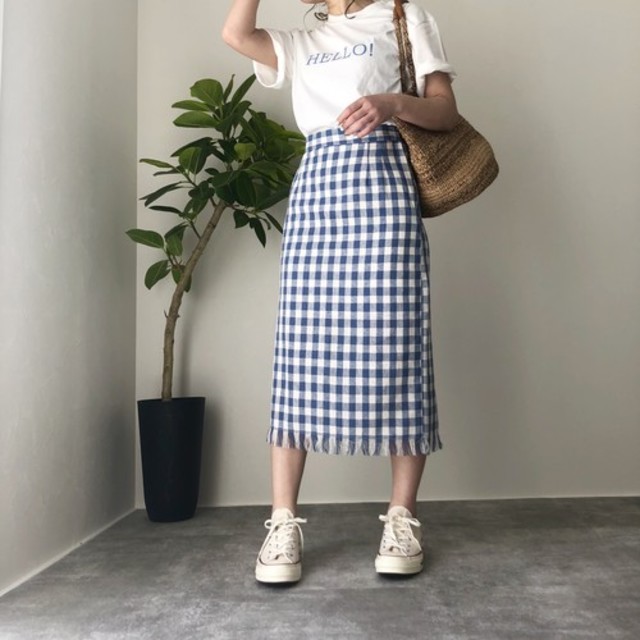 gingham check skirt